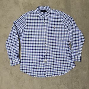 Ralph Lauren Gingham Mens Button Up Shirt  Slim Fit  Check Sz XXL Tall BLUE